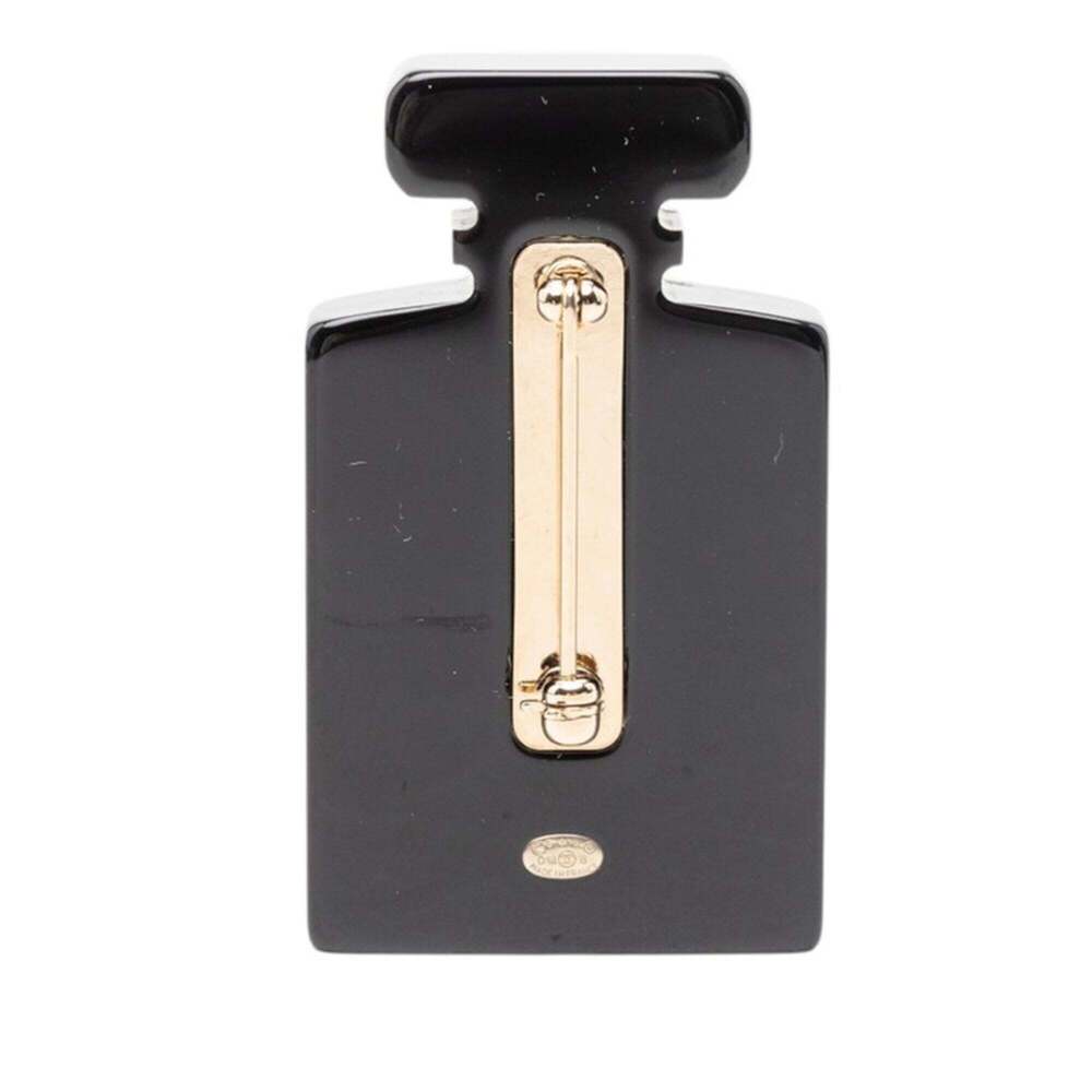 CHANEL Authentic Black Logo Brooch - Picture 2 of 4